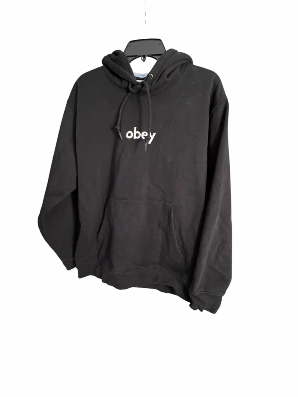 Obey Black Pullover Hoodie with White Lower Case Logo Sz Small